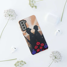 Load image into Gallery viewer, Phone case with an Australian and New Zealand soldier back to back with light-horsemen in the background and poppies in the foreground