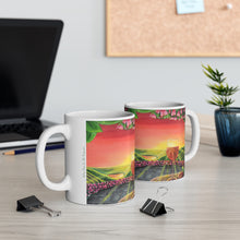 Load image into Gallery viewer, 11oz BPA, lead-free, microwave/dishwasher safe, white ceramic, vivid colours. Many original artworks by Kerry Sandhu Art
