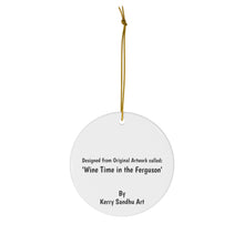 Load image into Gallery viewer, Original artwork front, description on back. Thick high-quality porcelain. 7cm diameter. Comes w/ ribbon by Kerry Sandhu Art