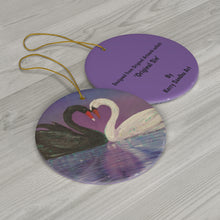 Load image into Gallery viewer, Original artwork front, description on back. Thick high-quality porcelain. 7cm diameter. Comes w/ ribbon by Kerry Sandhu Art