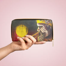 Load image into Gallery viewer, Pockets for cash, c/cards, coins, & more. Stylish faux leather, lots of original artworks by Kerry Sandhu Art to choose from