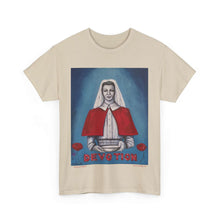 Load image into Gallery viewer, WWI Nurse in a red cape, holding a pan with red poppies and the word Devotion at the bottom