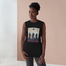 Load image into Gallery viewer, Regular fit sleeveless tank tee is 100% light cotton w/ low &amp; raw (unsewn) armholes by Kerry Sandhu Art. 7 ANZAC designs
