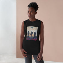 Load image into Gallery viewer, Regular fit sleeveless tank tee is 100% light cotton w/ low & raw (unsewn) armholes by Kerry Sandhu Art. 7 ANZAC designs