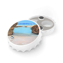 Load image into Gallery viewer, Plastic exterior w/ metallic bottom, magnetic back, 2 different opening mechanisms, matte finish. Art by Kerry Sandhu Art