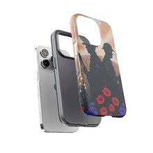 Load image into Gallery viewer, Phone case with an Australian and New Zealand soldier back to back with light-horsemen in the background and poppies in the foreground