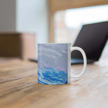 Load image into Gallery viewer, 11oz BPA, lead-free, microwave/dishwasher safe, white ceramic, vivid colours. Many original artworks by Kerry Sandhu Art