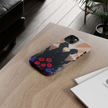 Load image into Gallery viewer, Phone case with an Australian and New Zealand soldier back to back with light-horsemen in the background and poppies in the foreground