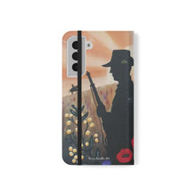 Load image into Gallery viewer, Phone case wallet with an Australian and New Zealand soldier back to back with light-horsemen in the background and poppies in the foreground