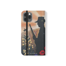 Load image into Gallery viewer, Phone case wallet with an Australian and New Zealand soldier back to back with light-horsemen in the background and poppies in the foreground