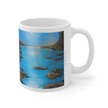 Load image into Gallery viewer, 11oz BPA, lead-free, microwave/dishwasher safe, white ceramic, vivid colours. Many original artworks by Kerry Sandhu Art