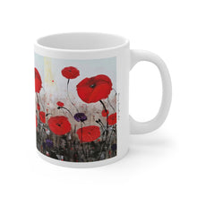 Load image into Gallery viewer, 11oz BPA, lead-free, microwave/dishwasher safe, white ceramic, vivid colours. Many original artworks by Kerry Sandhu Art