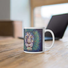 Load image into Gallery viewer, 11oz BPA, lead-free, microwave/dishwasher safe, white ceramic, vivid colours. Many original artworks by Kerry Sandhu Art