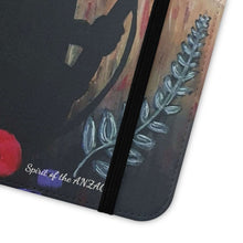 Load image into Gallery viewer, Phone case wallet with an Australian and New Zealand soldier back to back with light-horsemen in the background and poppies in the foreground