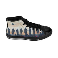 Load image into Gallery viewer, Stand out in a crowd with these comfortable high-top canvas sneakers with a high quality print by Kerry Sandhu Art