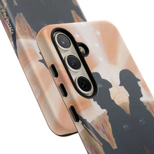 Load image into Gallery viewer, Phone case with an Australian and New Zealand soldier back to back with light-horsemen in the background and poppies in the foreground