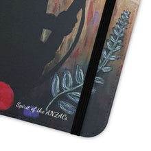 Load image into Gallery viewer, Phone case wallet with an Australian and New Zealand soldier back to back with light-horsemen in the background and poppies in the foreground