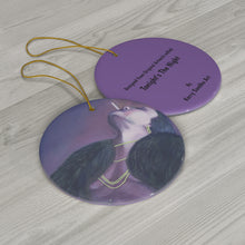 Load image into Gallery viewer, Original artwork front, description on back. Thick high-quality porcelain. 7cm diameter. Comes w/ ribbon by Kerry Sandhu Art