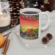 Load image into Gallery viewer, 11oz BPA, lead-free, microwave/dishwasher safe, white ceramic, vivid colours. Many original artworks by Kerry Sandhu Art