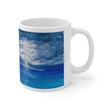 Load image into Gallery viewer, 11oz BPA, lead-free, microwave/dishwasher safe, white ceramic, vivid colours. Many original artworks by Kerry Sandhu Art