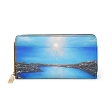 Load image into Gallery viewer, Pockets for cash, c/cards, coins, & more. Stylish faux leather, lots of original artworks by Kerry Sandhu Art to choose from