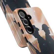 Load image into Gallery viewer, Phone case with an Australian and New Zealand soldier back to back with light-horsemen in the background and poppies in the foreground