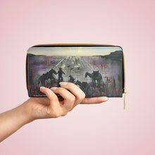 Load image into Gallery viewer, Pockets for cash, c/cards, coins, & more. Stylish faux leather, lots of original artworks by Kerry Sandhu Art to choose from