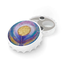 Load image into Gallery viewer, Plastic exterior w/ metallic bottom, magnetic back, 2 different opening mechanisms, matte finish. Art by Kerry Sandhu Art