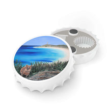 Load image into Gallery viewer, Plastic exterior w/ metallic bottom, magnetic back, 2 different opening mechanisms, matte finish. Art by Kerry Sandhu Art