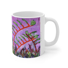 Load image into Gallery viewer, 11oz BPA, lead-free, microwave/dishwasher safe, white ceramic, vivid colours. Many original artworks by Kerry Sandhu Art