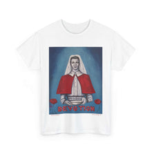 Load image into Gallery viewer, WWI Nurse in a red cape, holding a pan with red poppies and the word Devotion at the bottom