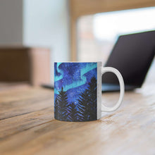 Load image into Gallery viewer, 11oz BPA, lead-free, microwave/dishwasher safe, white ceramic, vivid colours. Many original artworks by Kerry Sandhu Art