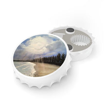 Load image into Gallery viewer, Plastic exterior w/ metallic bottom, magnetic back, 2 different opening mechanisms, matte finish. Art by Kerry Sandhu Art