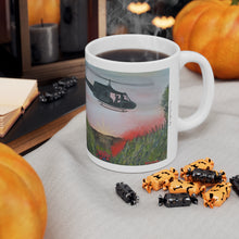 Load image into Gallery viewer, 11oz BPA, lead-free, microwave/dishwasher safe, white ceramic, vivid colours. Many original artworks by Kerry Sandhu Art
