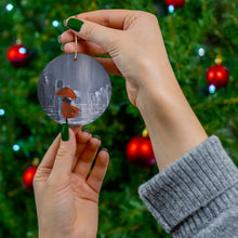 Load image into Gallery viewer, Original artwork front, description on back. Thick high-quality porcelain. 7cm diameter. Comes w/ ribbon by Kerry Sandhu Art