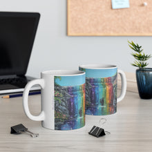 Load image into Gallery viewer, 11oz BPA, lead-free, microwave/dishwasher safe, white ceramic, vivid colours. Many original artworks by Kerry Sandhu Art