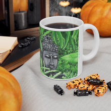 Load image into Gallery viewer, 11oz BPA, lead-free, microwave/dishwasher safe, white ceramic, vivid colours. Many original artworks by Kerry Sandhu Art