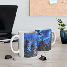 Load image into Gallery viewer, 11oz BPA, lead-free, microwave/dishwasher safe, white ceramic, vivid colours. Many original artworks by Kerry Sandhu Art