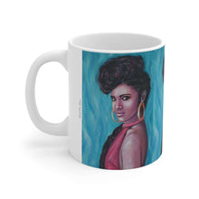 Load image into Gallery viewer, 11oz BPA, lead-free, microwave/dishwasher safe, white ceramic, vivid colours. Many original artworks by Kerry Sandhu Art