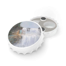 Load image into Gallery viewer, Plastic exterior w/ metallic bottom, magnetic back, 2 different opening mechanisms, matte finish. Art by Kerry Sandhu Art