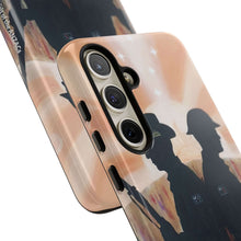 Load image into Gallery viewer, Phone case with an Australian and New Zealand soldier back to back with light-horsemen in the background and poppies in the foreground