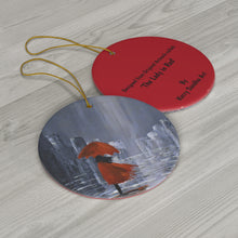 Load image into Gallery viewer, Original artwork front, description on back. Thick high-quality porcelain. 7cm diameter. Comes w/ ribbon by Kerry Sandhu Art