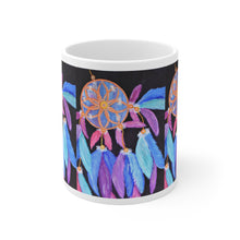 Load image into Gallery viewer, 11oz BPA, lead-free, microwave/dishwasher safe, white ceramic, vivid colours. Many original artworks by Kerry Sandhu Art
