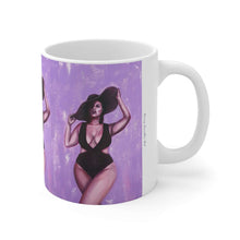 Load image into Gallery viewer, 11oz BPA, lead-free, microwave/dishwasher safe, white ceramic, vivid colours. Many original artworks by Kerry Sandhu Art