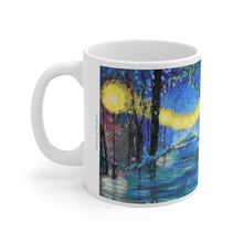 Load image into Gallery viewer, 11oz BPA, lead-free, microwave/dishwasher safe, white ceramic, vivid colours. Many original artworks by Kerry Sandhu Art