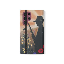 Load image into Gallery viewer, Phone case wallet with an Australian and New Zealand soldier back to back with light-horsemen in the background and poppies in the foreground