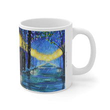 Load image into Gallery viewer, 11oz BPA, lead-free, microwave/dishwasher safe, white ceramic, vivid colours. Many original artworks by Kerry Sandhu Art