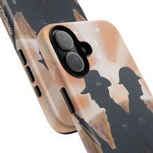 Load image into Gallery viewer, Phone case with an Australian and New Zealand soldier back to back with light-horsemen in the background and poppies in the foreground