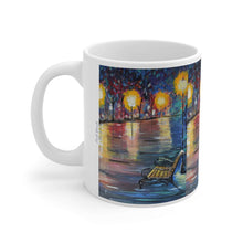 Load image into Gallery viewer, 11oz BPA, lead-free, microwave/dishwasher safe, white ceramic, vivid colours. Many original artworks by Kerry Sandhu Art