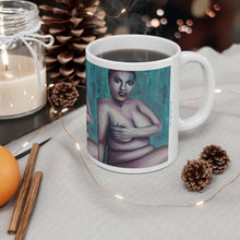 Load image into Gallery viewer, 11oz BPA, lead-free, microwave/dishwasher safe, white ceramic, vivid colours. Many original artworks by Kerry Sandhu Art